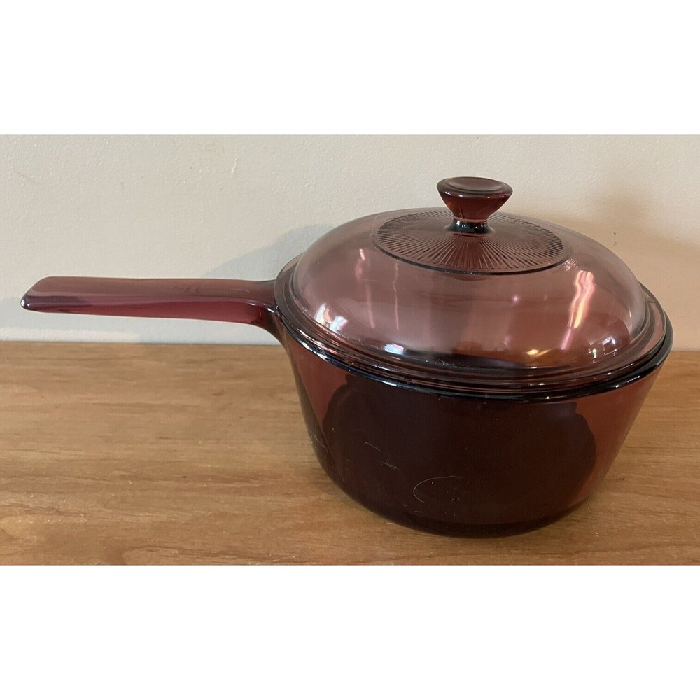 Vision Pyrex Corning Cranberry Cookware 1.5L Nonstick SAUCE PAN POT With Lid